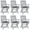 Image de vidaXL Chaises pliables d'extérieur lot de 6 et coussins Bois d'acacia