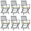 Image de vidaXL Chaises pliables d'extérieur lot de 6 et coussins Bois d'acacia