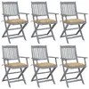 Image de vidaXL Chaises pliables d'extérieur lot de 6 et coussins Bois d'acacia