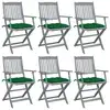 Image de vidaXL Chaises pliables d'extérieur lot de 6 et coussins Bois d'acacia