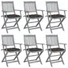 Image de vidaXL Chaises pliables d'extérieur lot de 6 et coussins Bois d'acacia