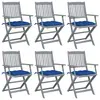 Image de vidaXL Chaises pliables d'extérieur lot de 6 et coussins Bois d'acacia