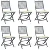 Image de vidaXL Chaises pliables d'extérieur lot de 6 et coussins Bois d'acacia