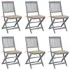 Image de vidaXL Chaises pliables d'extérieur lot de 6 et coussins Bois d'acacia