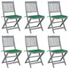 Image de vidaXL Chaises pliables d'extérieur lot de 6 et coussins Bois d'acacia