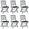 Image de vidaXL Chaises pliables d'extérieur lot de 6 et coussins Bois d'acacia