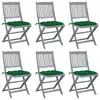 Image de vidaXL Chaises pliables d'extérieur lot de 6 et coussins Bois d'acacia