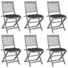 Image de vidaXL Chaises pliables d'extérieur lot de 6 et coussins Bois d'acacia