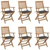 Image de vidaXL Chaises pliables de jardin lot de 6 avec coussins Bois d'acacia
