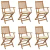 Image de vidaXL Chaises pliables de jardin lot de 6 avec coussins Bois d'acacia