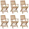 Image de vidaXL Chaises pliables de jardin lot de 6 avec coussins Bois d'acacia
