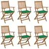Image de vidaXL Chaises pliables de jardin lot de 6 avec coussins Bois d'acacia