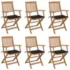 Image de vidaXL Chaises pliables de jardin lot de 6 avec coussins Bois d'acacia