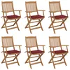 Image de vidaXL Chaises pliables de jardin lot de 6 avec coussins Bois d'acacia