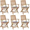 Image de vidaXL Chaises pliables de jardin lot de 6 avec coussins Bois d'acacia