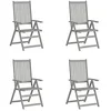 Image de vidaXL Chaises inclinables de jardin lot de 4 Gris Bois solide acacia