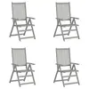 Image de vidaXL Chaises inclinables de jardin lot de 4 Gris Bois solide acacia