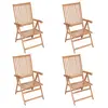Image de vidaXL Chaises inclinables de jardin lot de 4 Bois de teck solide