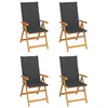 Image de vidaXL Chaises de jardin lot de 4 avec coussins anthracite Teck solide
