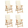 Image de vidaXL Ensemble de 4 chaises pliantes en teck massif avec coussins crème