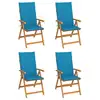 Image de vidaXL Chaises de jardin lot de 4 avec coussins bleu Bois teck solide