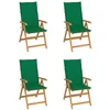 Image de vidaXL Ensemble de 4 chaises pliantes avec coussins verts en teck massif