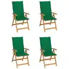 Image de vidaXL Chaises de jardin lot de 4 avec coussins vert Bois teck solide