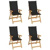 Image de vidaXL Ensemble de 4 chaises pliantes avec coussins noirs en bois de teck