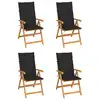 Image de vidaXL Chaises de jardin lot de 4 avec coussins noir Bois teck solide