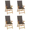 Image de vidaXL Chaises de jardin lot de 4 avec coussins taupe Bois teck solide