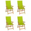 Image de vidaXL Chaises de jardin lot de 4 avec coussins vert vif Bois de teck