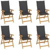 Image de vidaXL Ensemble de 6 chaises pliantes en teck massif avec coussins