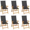 Image de vidaXL Chaises de jardin lot de 6 avec coussins anthracite Bois teck