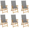 Image de vidaXL Chaises de jardin lot de 6 avec coussins gris Bois teck massif