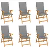 Image de vidaXL Chaises de jardin lot de 6 avec coussins gris Bois teck massif