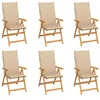 Image de vidaXL Chaises de jardin lot de 6 avec coussins beige Bois teck massif