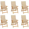 Image de vidaXL Chaises de jardin lot de 6 avec coussins beige Bois teck massif