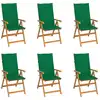 Image de vidaXL Chaises de jardin lot de 6 avec coussins vert Bois teck massif
