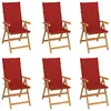 Image de vidaXL Chaises de jardin lot de 6 avec coussins rouge Bois teck massif