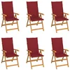 Image de vidaXL Chaises de jardin lot de 6 avec coussins bordeaux Bois de teck