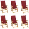 Image de vidaXL Chaises de jardin lot de 6 avec coussins bordeaux Bois de teck