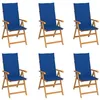 Image de vidaXL Chaises de jardin lot de 6 avec coussins bleu royal Bois teck