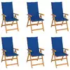 Image de vidaXL Chaises de jardin lot de 6 avec coussins bleu royal Bois teck