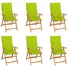 Image de vidaXL Chaises de jardin lot de 6 avec coussins vert vif Bois de teck