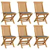 Image de vidaXL Chaises de jardin et coussins gris lot de 6 Bois de teck massif