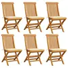 Image de vidaXL Chaises de jardin et coussins crème lot de 6 Bois teck massif