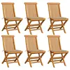 Image de vidaXL Chaises de jardin et coussins beige lot de 6 Bois teck massif