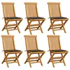 Image de vidaXL Chaises de jardin et coussins taupe lot de 6 Bois teck massif