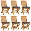 Image de vidaXL Chaises de jardin et coussins anthracite lot de 6 Bois de teck