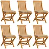 Image de vidaXL Chaises de jardin et coussins beige lot de 6 Bois teck massif